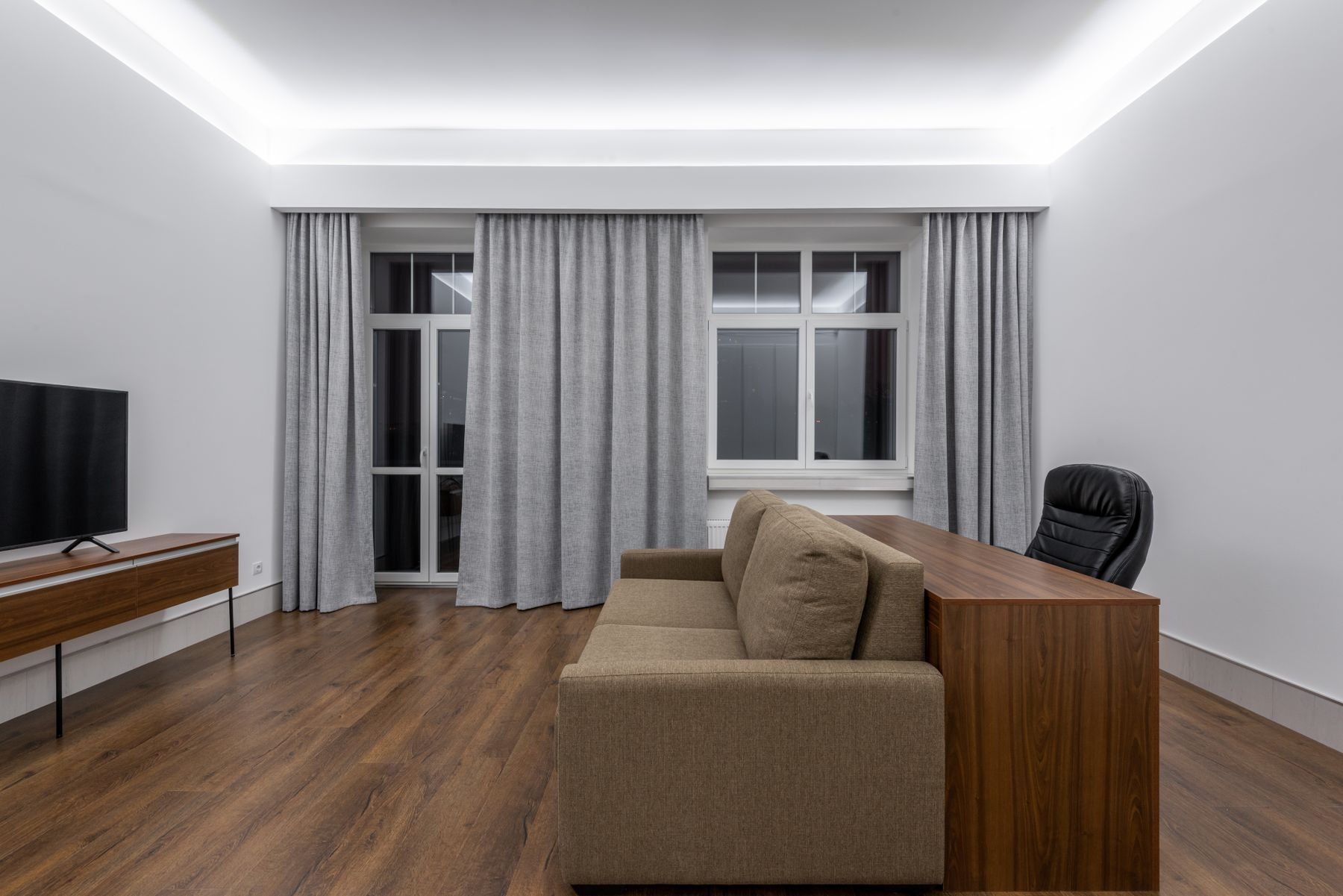 A calm, styled living room